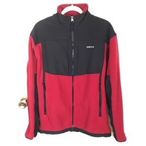 Solaris Men Fleece Jacket Red And Black Medium